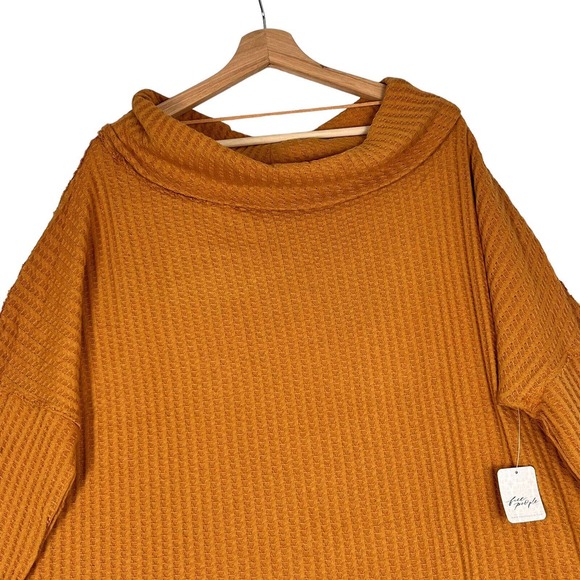 Free People Juicy Long Sleeves Top Sz L Canyon Moon Split Back Oversized Tunic - Picture 3 of 8